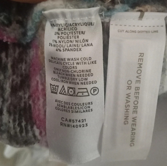 Ann Taylor Loft Wool Blend Nordic Fair Isle Button Front Cardigan Pink Sz Small - Picture 8 of 8